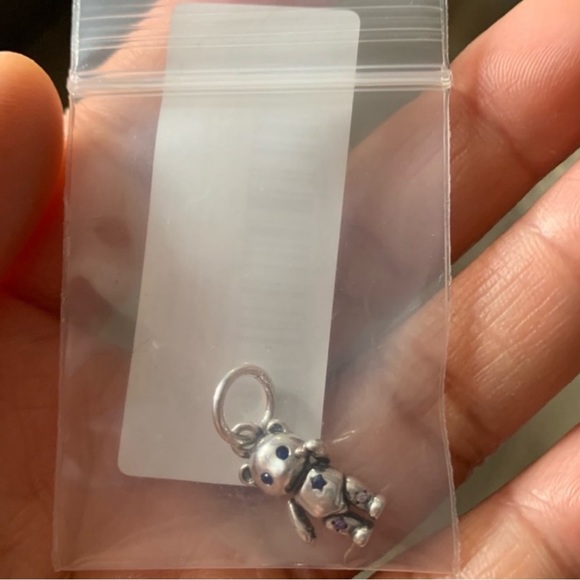 NWOT Moveable Teddy Bear Dangle Charm, Man-Made Crystals & Pink CZ Silver 925 - Picture 4 of 9